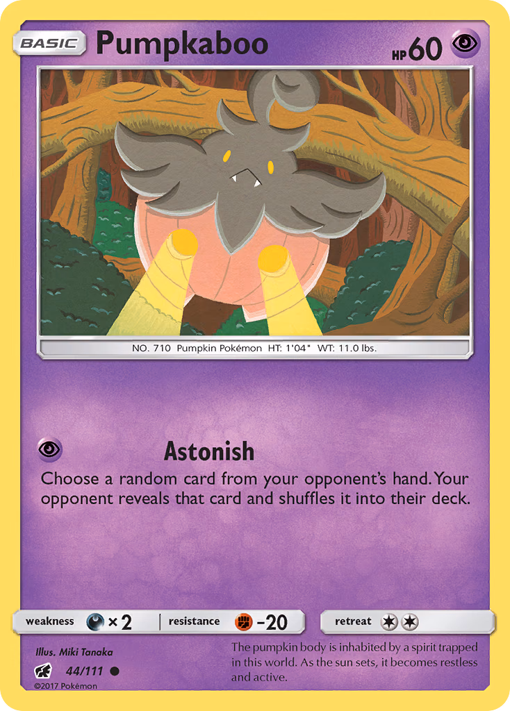 Pumpkaboo Pokemon card (44/111, Crimson Invasion)