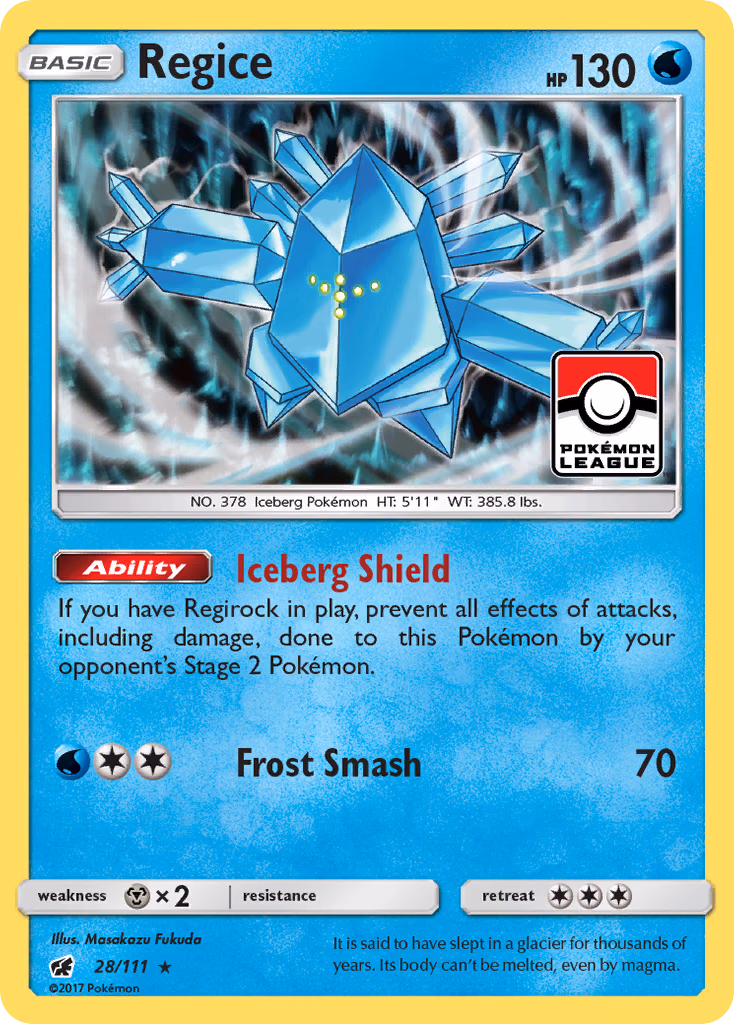 Regice Pokemon card (28/111, Crimson Invasion)