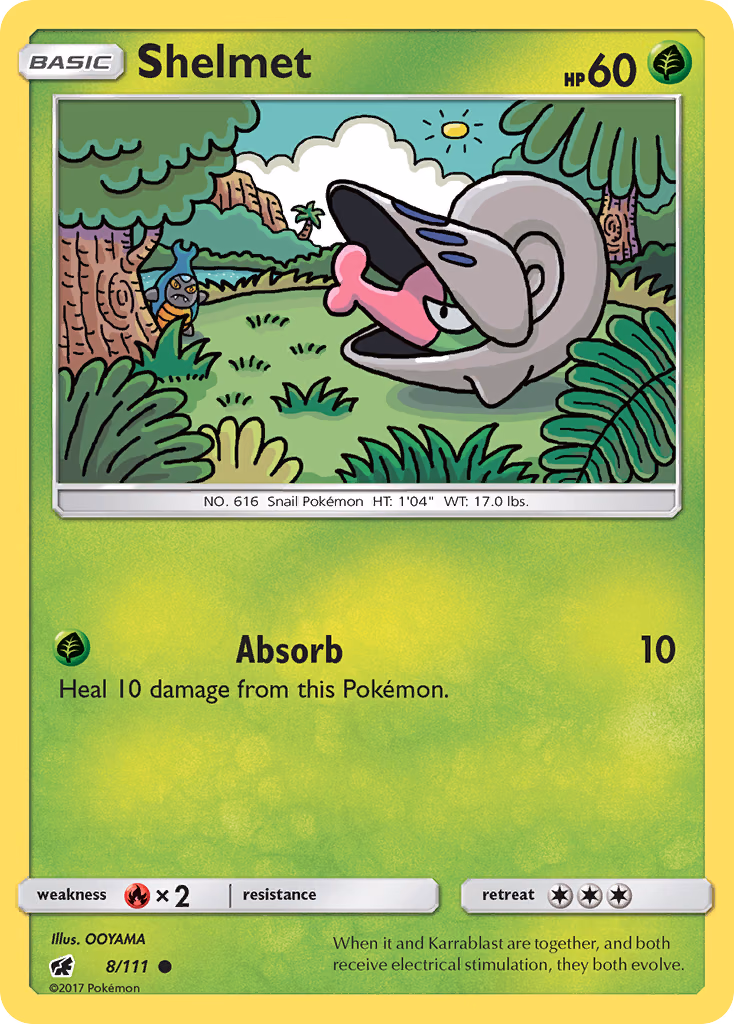 Shelmet Pokemon card (8/111, Crimson Invasion)