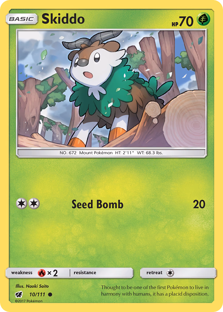 Skiddo Pokemon card (10/111, Crimson Invasion)