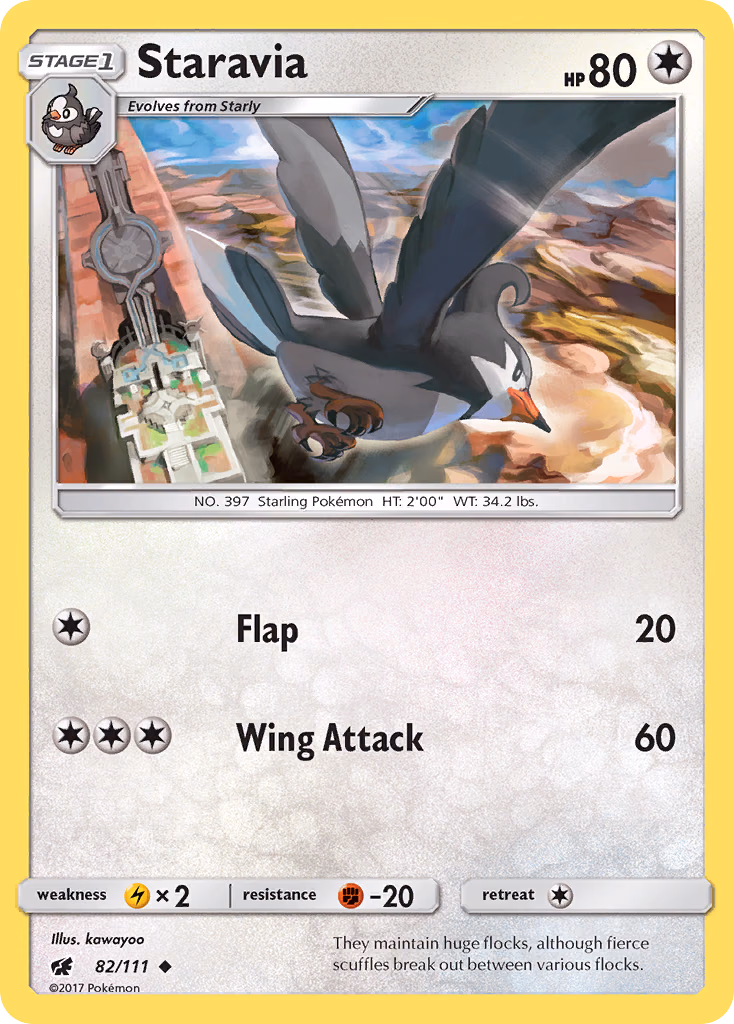 Staravia Pokemon card (82/111, Crimson Invasion)