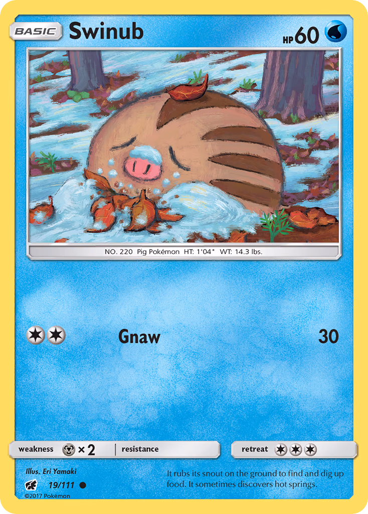 Swinub Pokemon card (19/111, Crimson Invasion)
