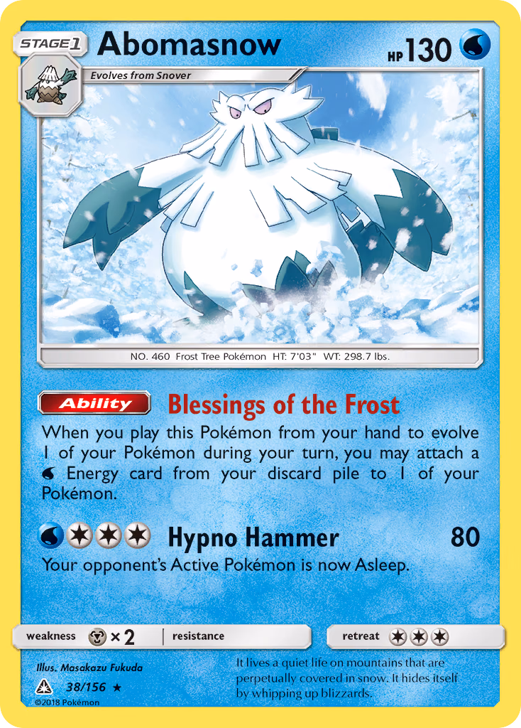 Abomasnow Pokemon card (38/156, Ultra Prism)