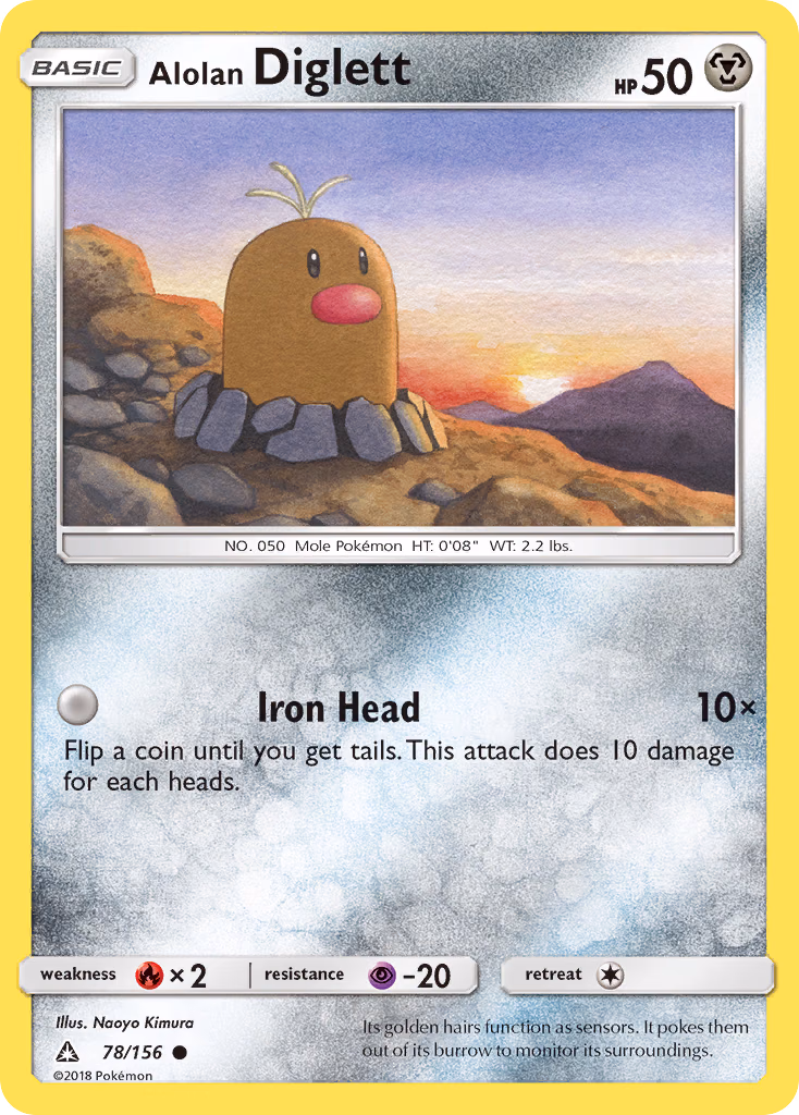 Alolan Diglett Pokemon card (78/156, Ultra Prism)