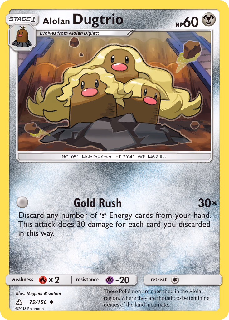 Alolan Dugtrio Pokemon card (79/156, Ultra Prism)
