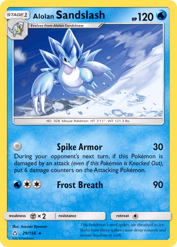 Alolan Sandslash Pokemon card (29/156, Ultra Prism)