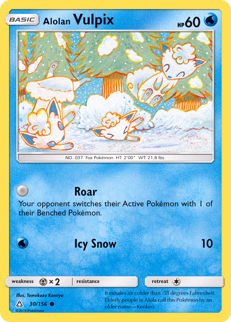 Alolan Vulpix Pokemon card (30/156, Ultra Prism)