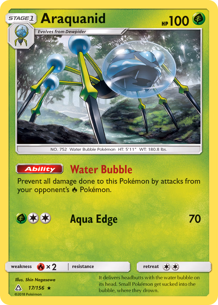 Araquanid Pokemon card (17/156, Ultra Prism)