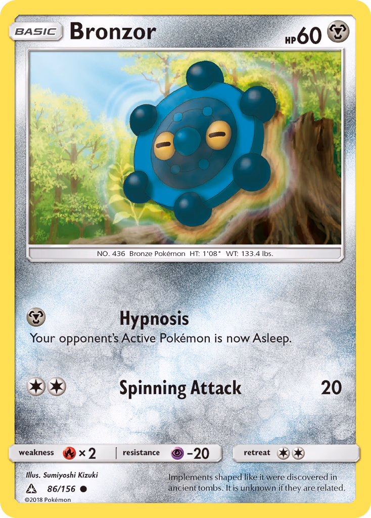 Bronzor Pokemon card (86/156, Ultra Prism)