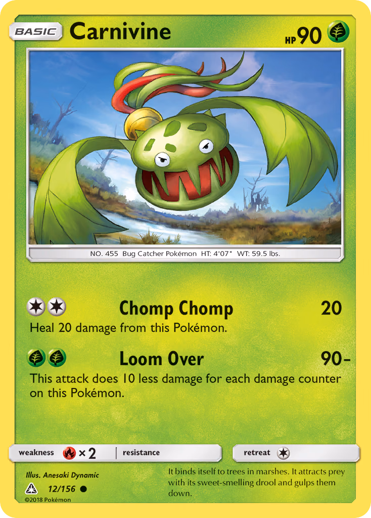 Carnivine Pokemon card (12/156, Ultra Prism)