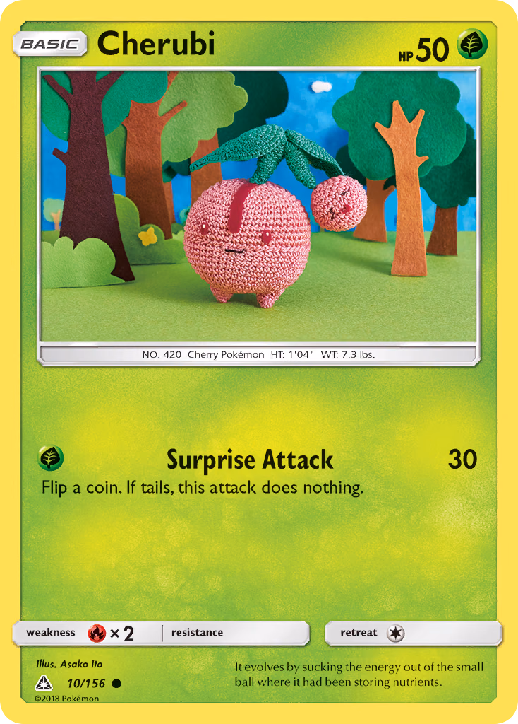 Cherubi Pokemon card (10/156, Ultra Prism)