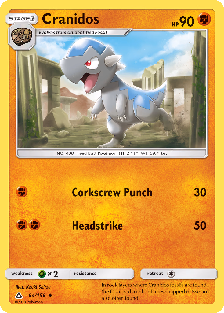 Cranidos Pokemon card (64/156, Ultra Prism)