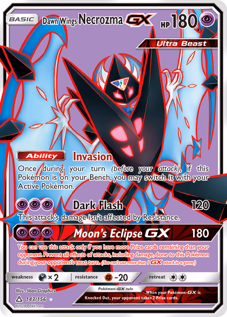Dawn Wings Necrozma-GX Pokemon card (143/156, Ultra Prism)
