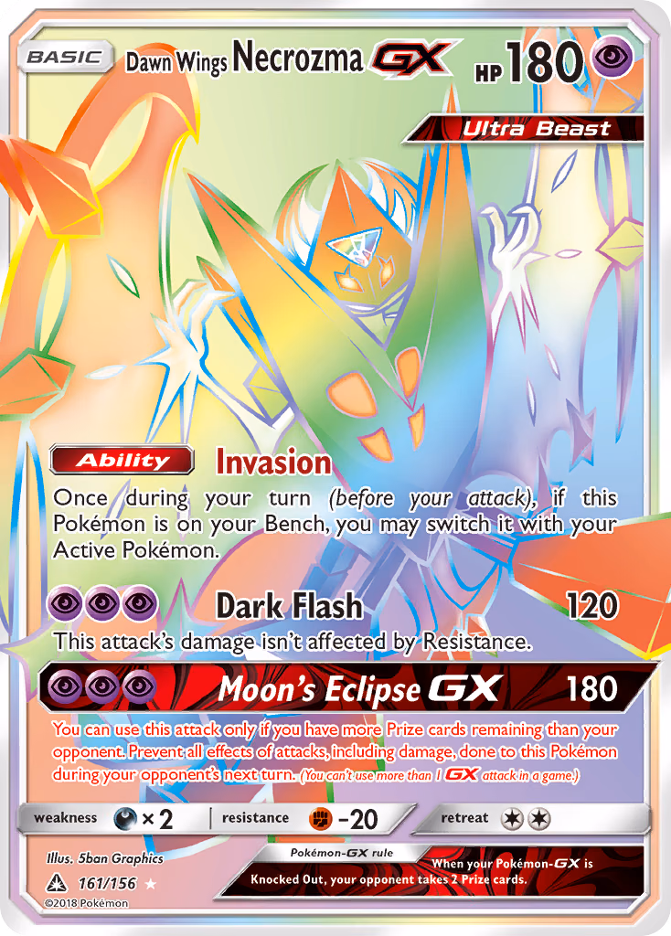 Dawn Wings Necrozma-GX Pokemon card (161/156, Ultra Prism)