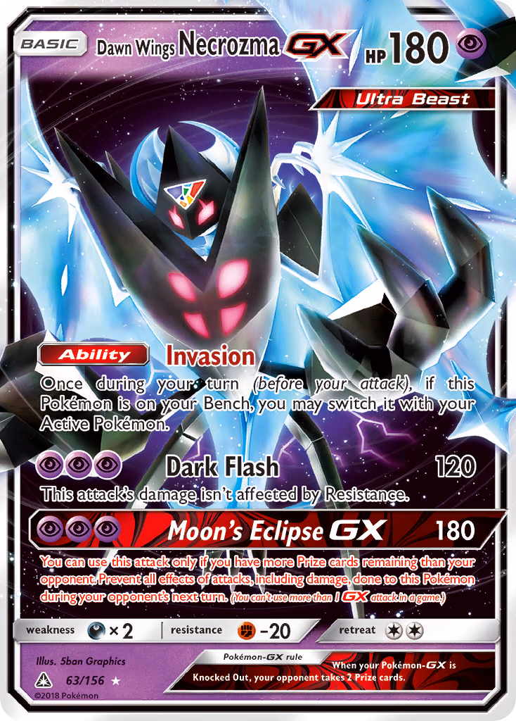 Dawn Wings Necrozma-GX Pokemon card (63/156, Ultra Prism)
