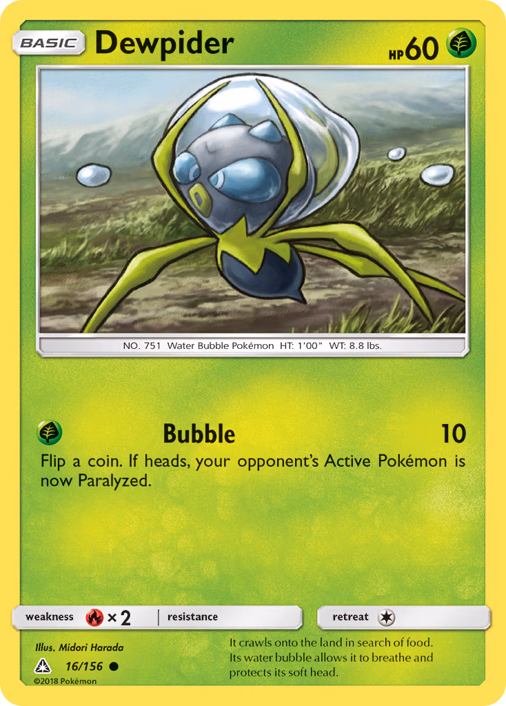 Dewpider Pokemon card (16/156, Ultra Prism)