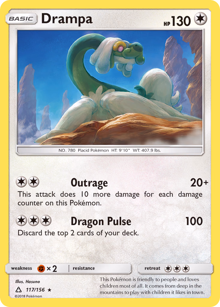 Drampa Pokemon card (117/156, Ultra Prism)