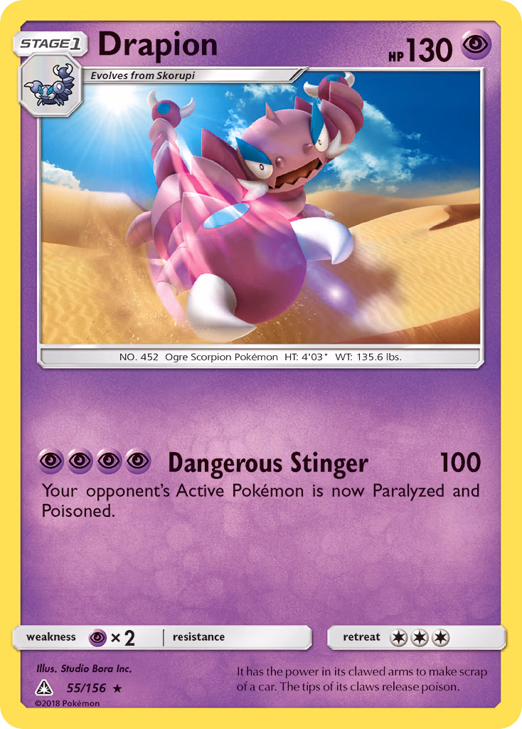Drapion Pokemon card (55/156, Ultra Prism)