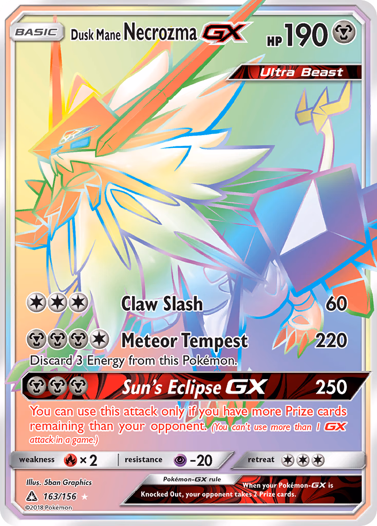 Dusk Mane Necrozma-GX Pokemon card (163/156, Ultra Prism)