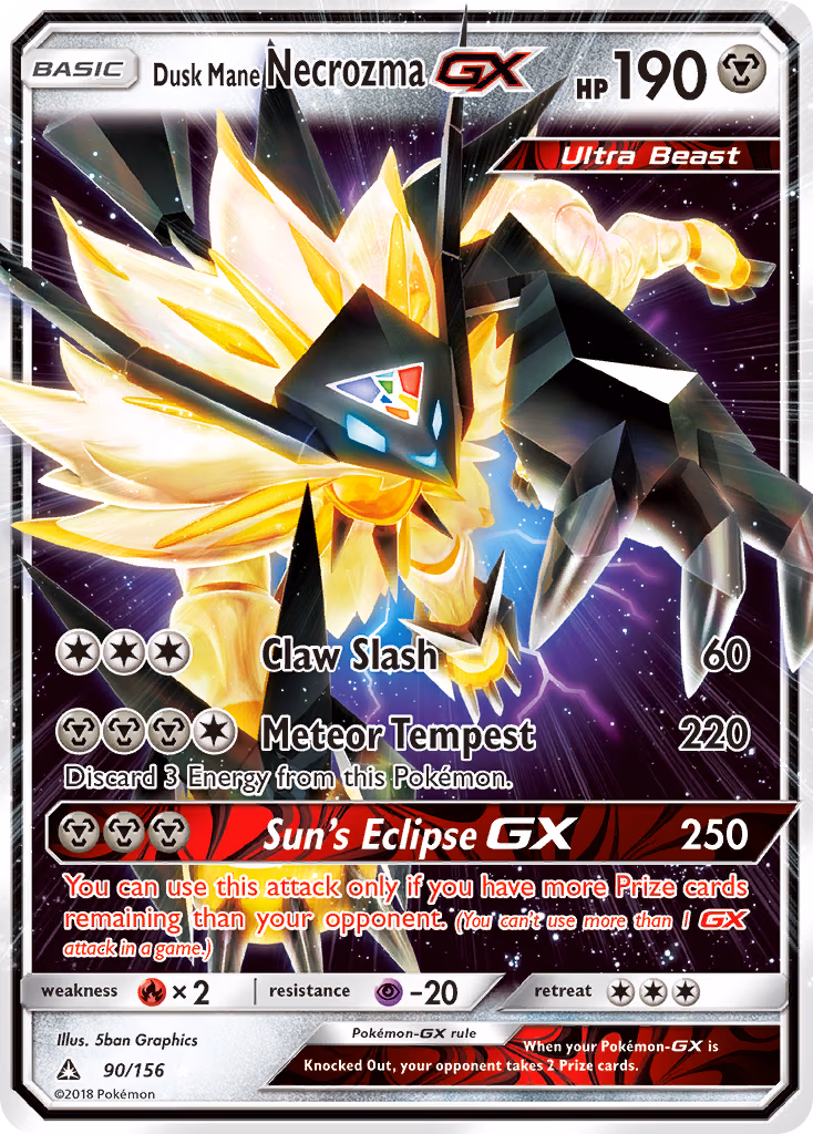 Dusk Mane Necrozma-GX Pokemon card (90/156, Ultra Prism)