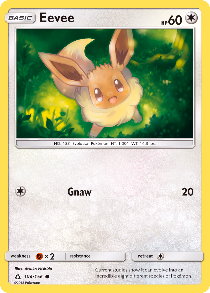 Eevee Pokemon card (104/156, Ultra Prism)