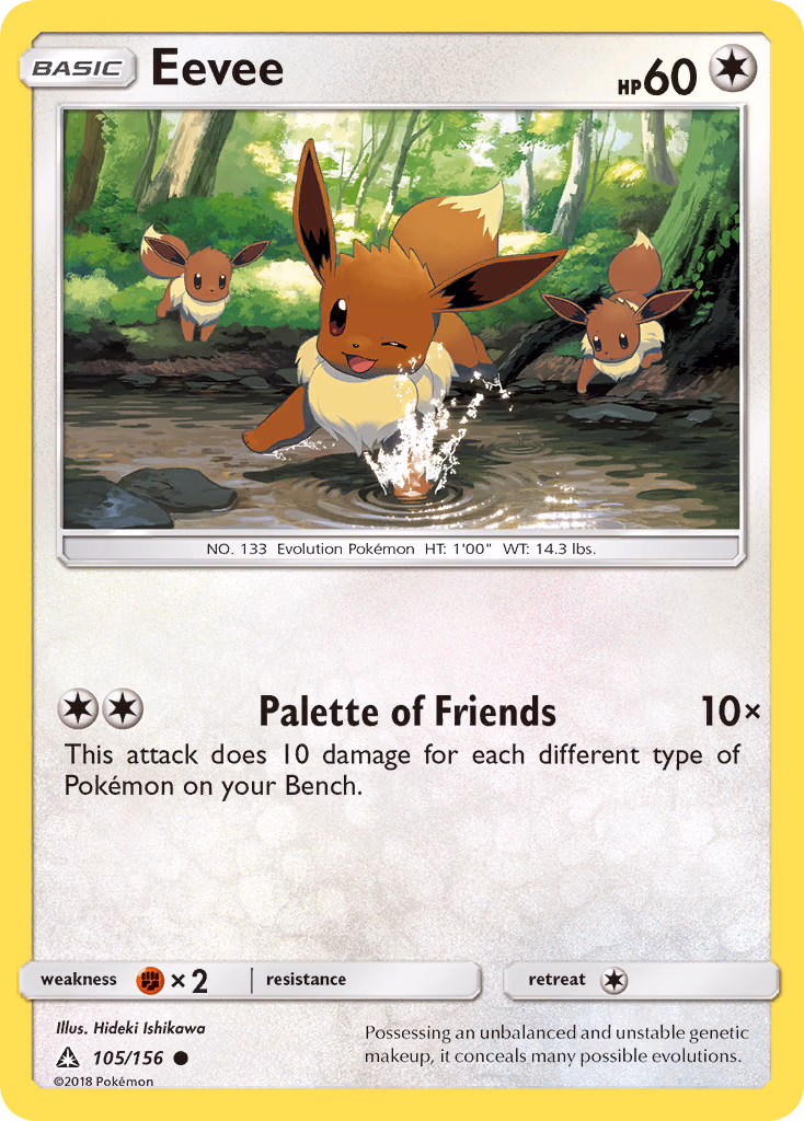 Eevee Pokemon card (105/156, Ultra Prism)