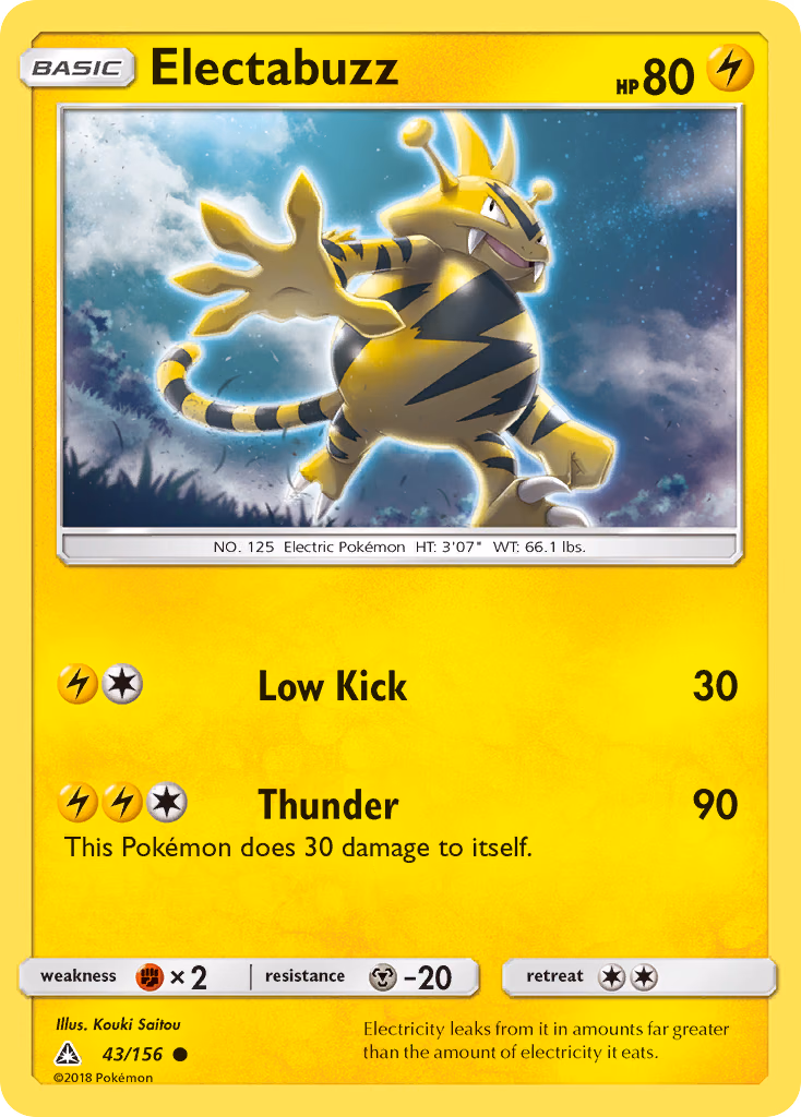 Electabuzz Pokemon card (43/156, Ultra Prism)
