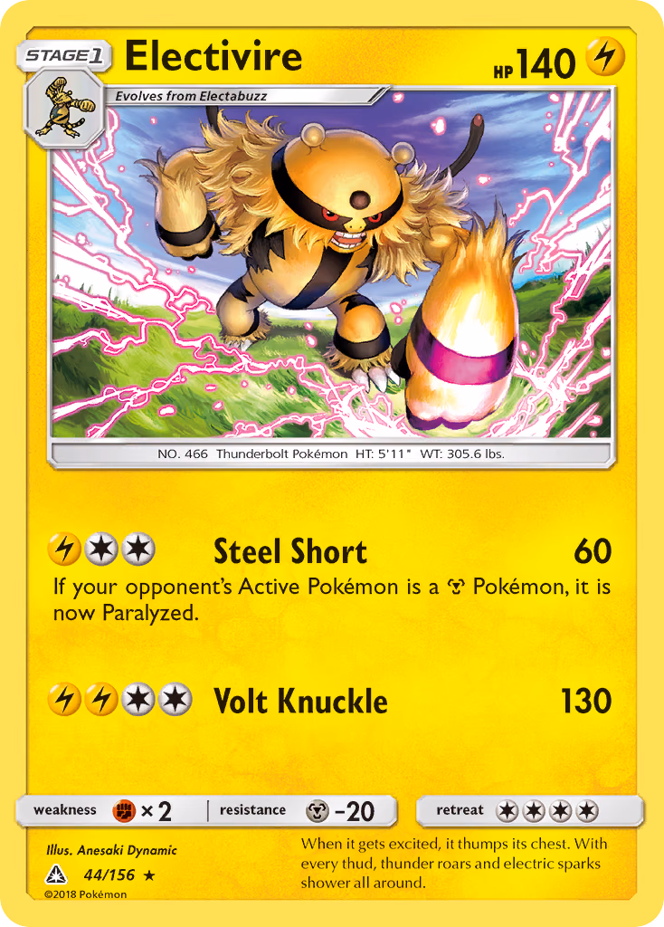 Electivire Pokemon card (44/156, Ultra Prism)