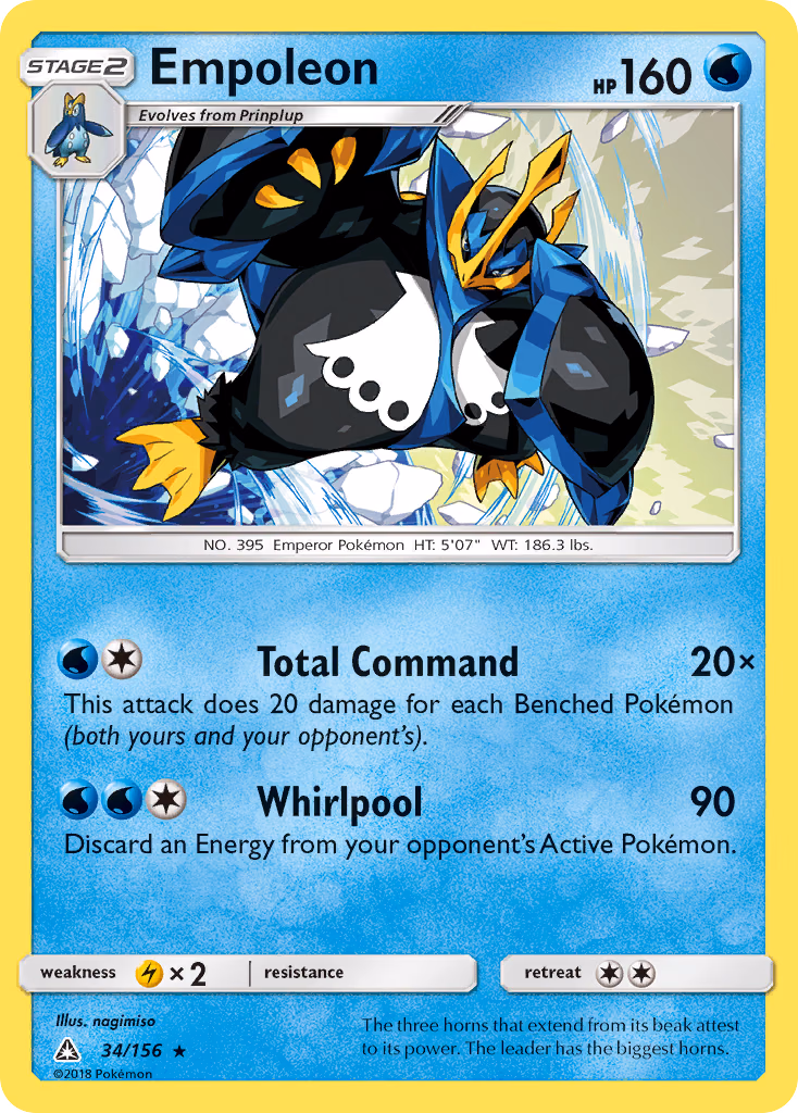 Empoleon Pokemon card (34/156, Ultra Prism)