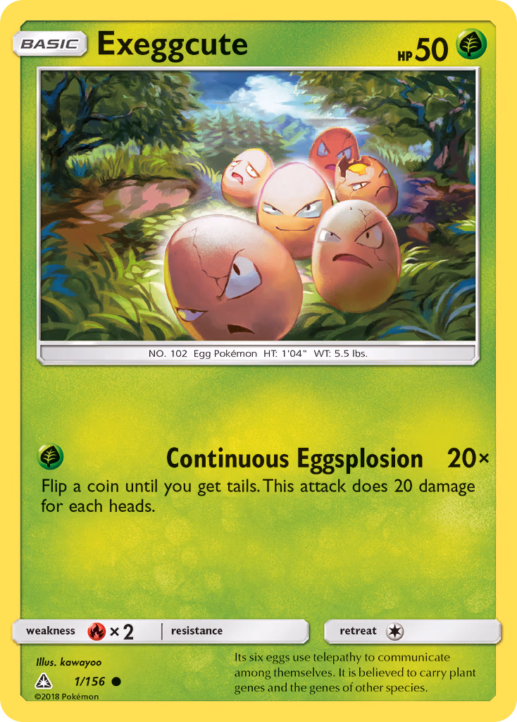 Exeggcute Pokemon card (1/156, Ultra Prism)