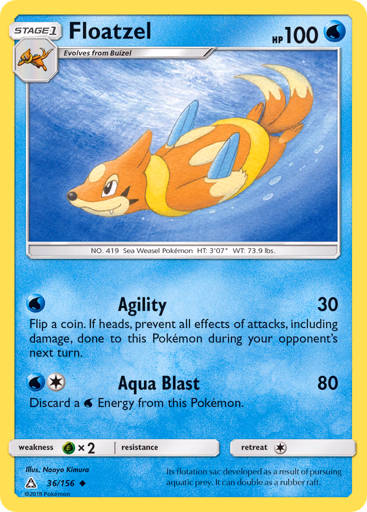 Floatzel Pokemon card (36/156, Ultra Prism)