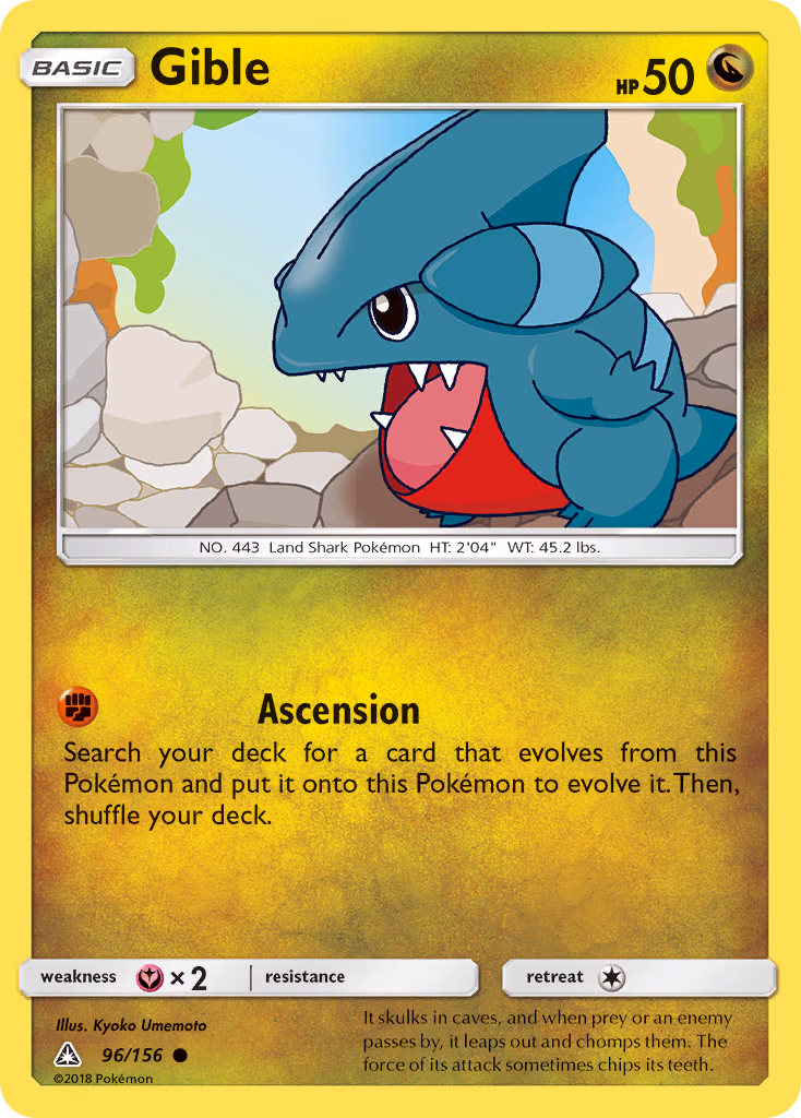 Gible Pokemon card (96/156, Ultra Prism)