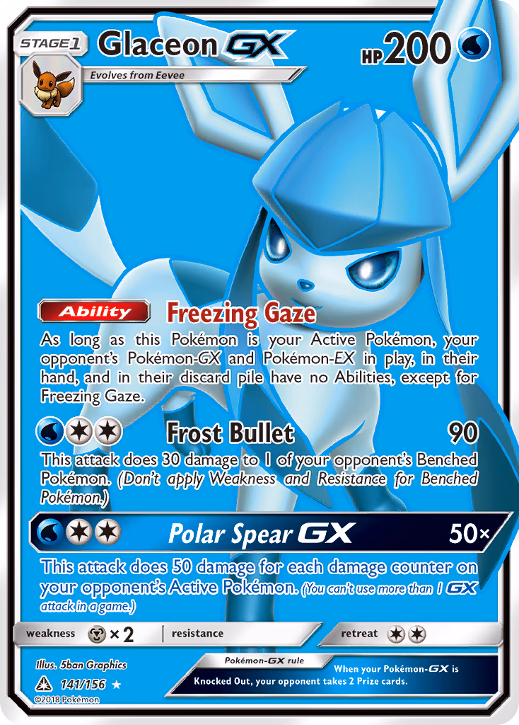 Glaceon-GX Pokemon card (141/156, Ultra Prism)