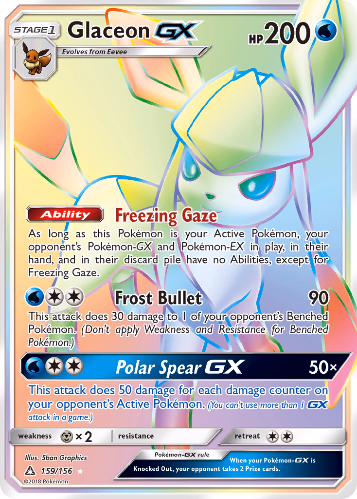 Glaceon-GX Pokemon card (159/156, Ultra Prism)