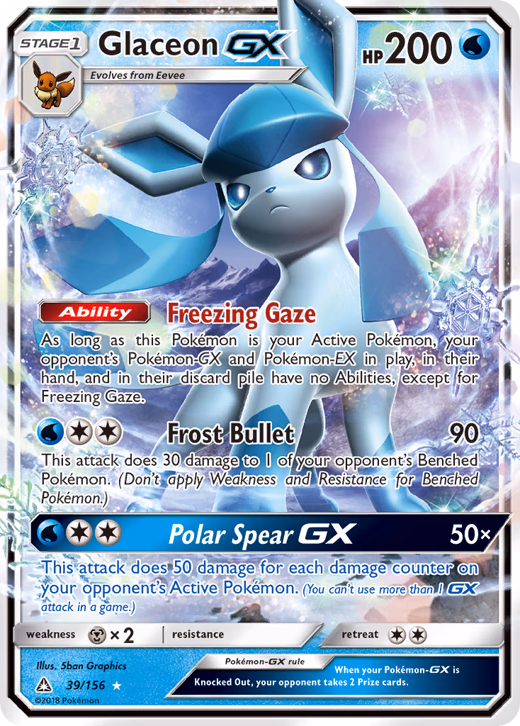 Glaceon-GX Pokemon card (39/156, Ultra Prism)