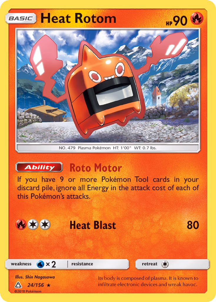 Heat Rotom Pokemon card (24/156, Ultra Prism)