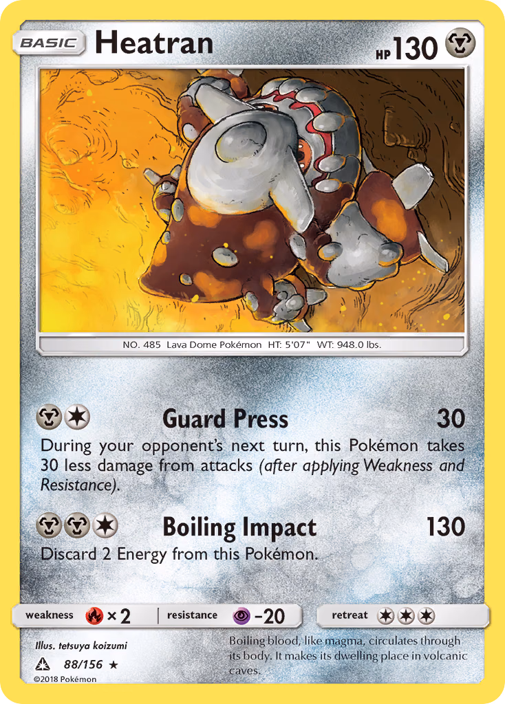 Heatran Pokemon card (88/156, Ultra Prism)