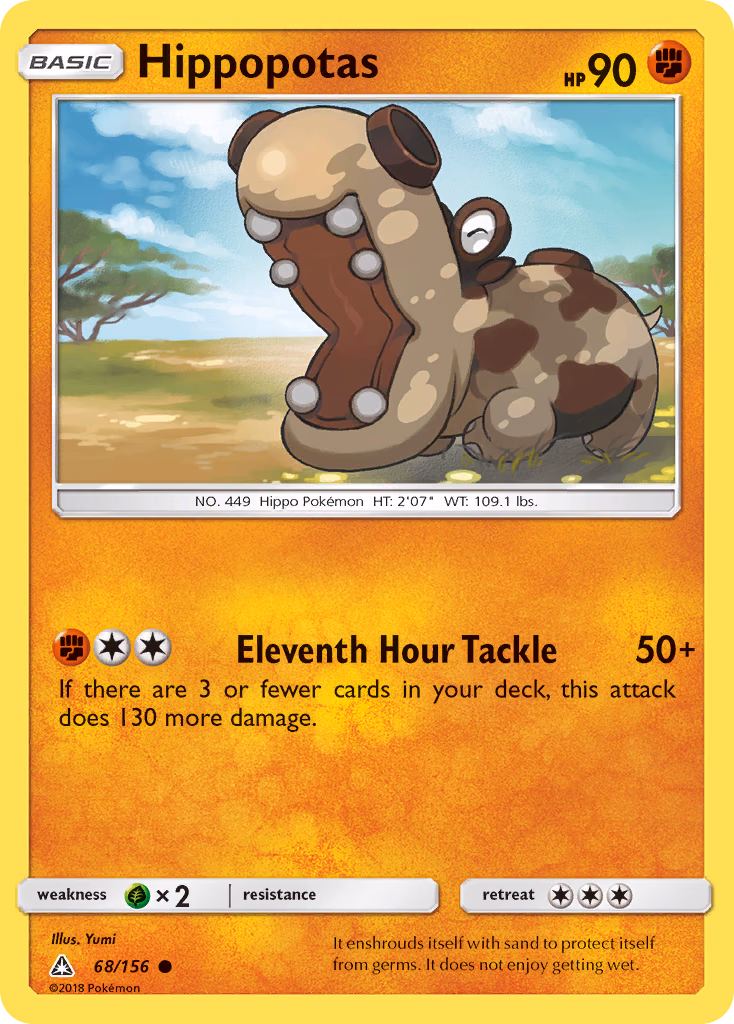 Hippopotas Pokemon card (68/156, Ultra Prism)