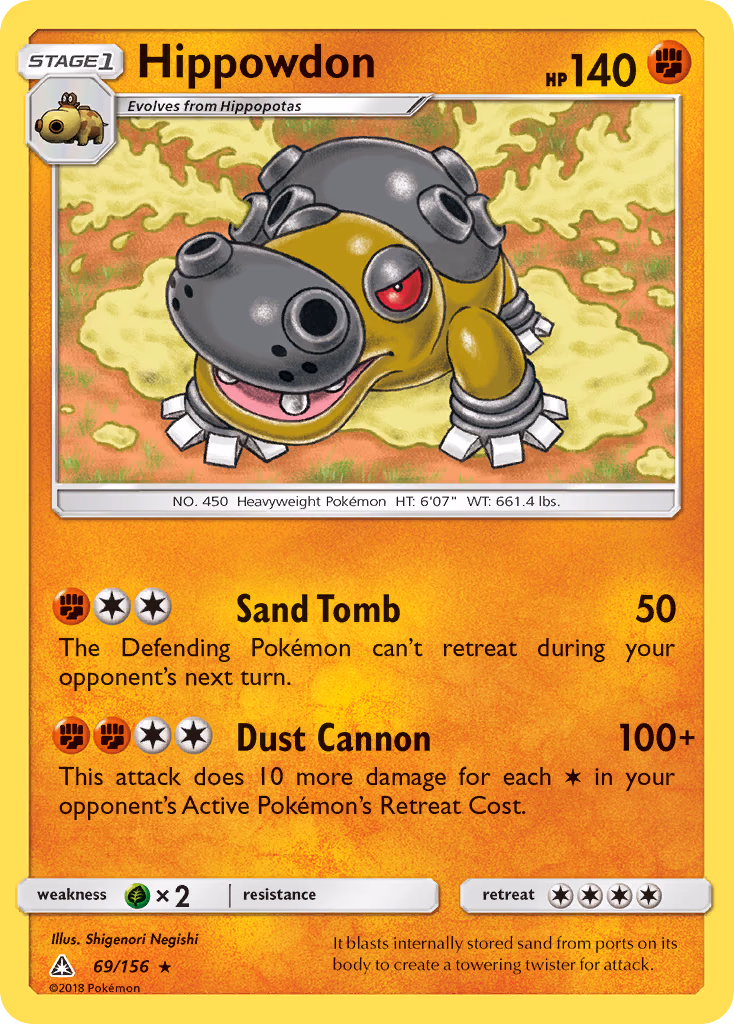 Hippowdon Pokemon card (69/156, Ultra Prism)