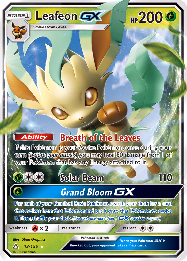Leafeon-GX Pokemon card (13/156, Ultra Prism)