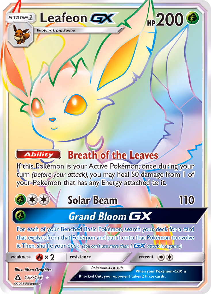 Leafeon-GX Pokemon card (157/156, Ultra Prism)