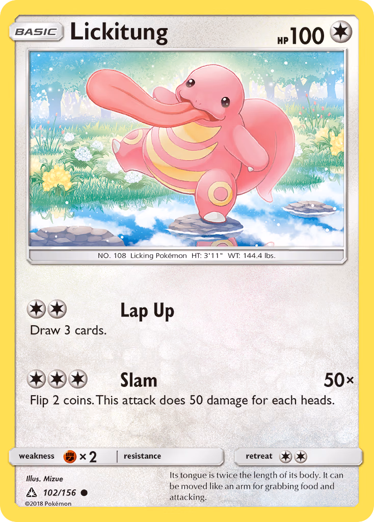Lickitung Pokemon card (102/156, Ultra Prism)