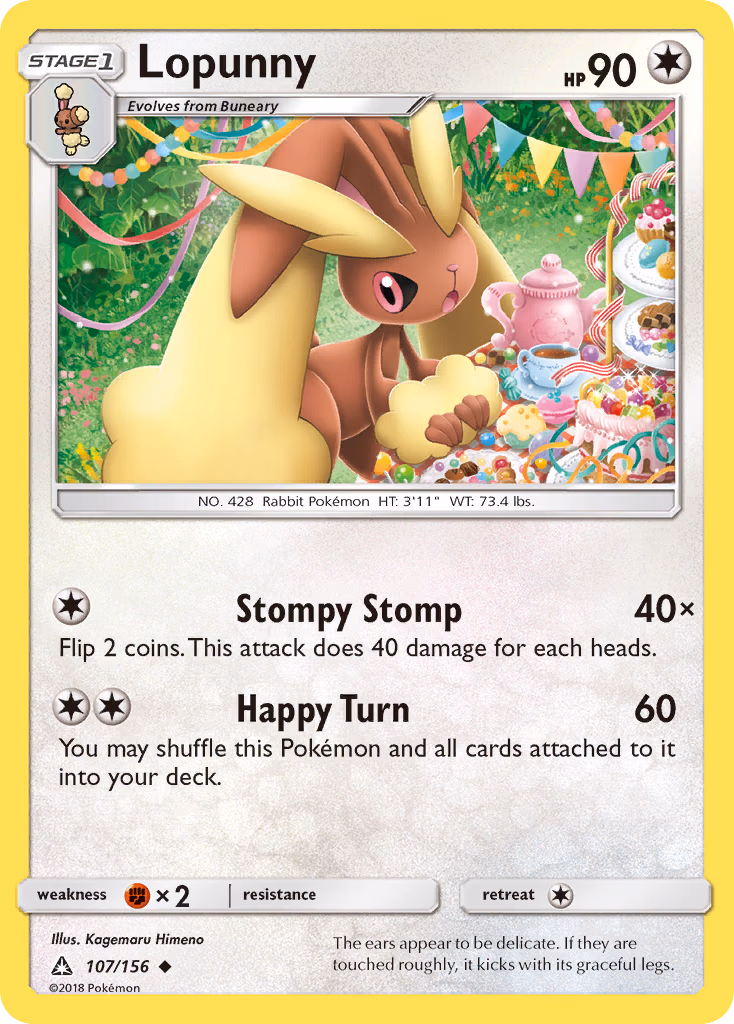 Lopunny Pokemon card (107/156, Ultra Prism)