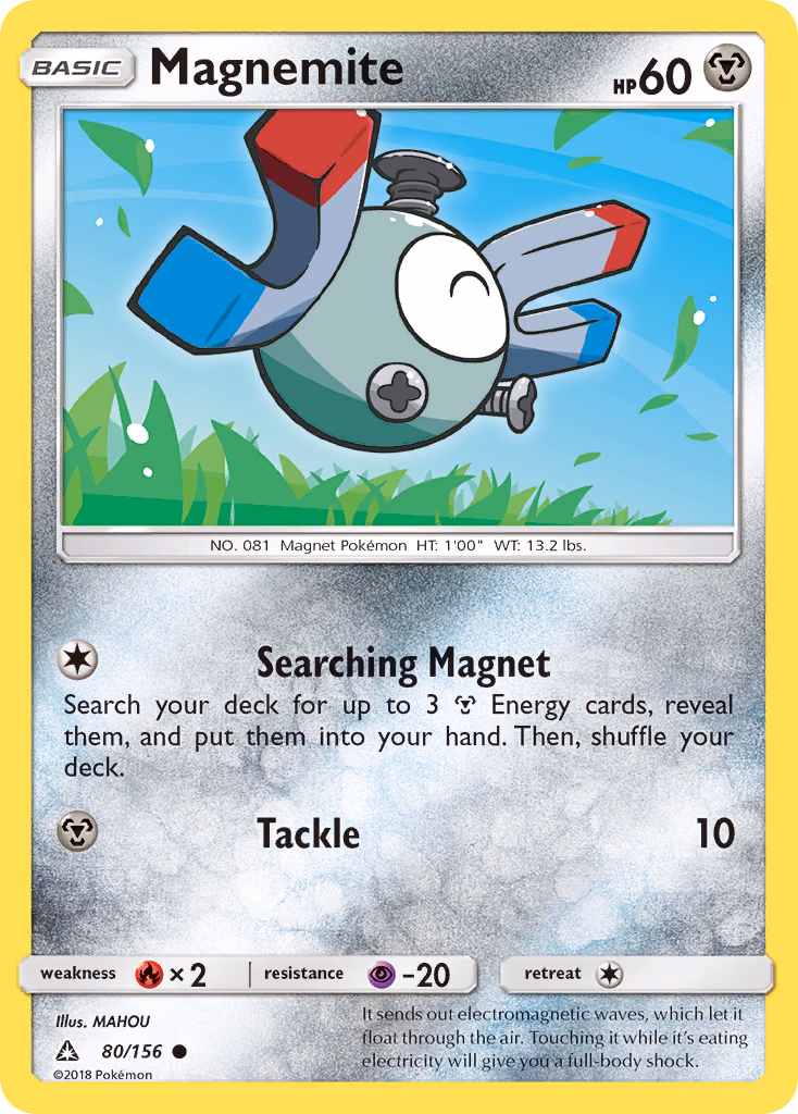 Magnemite Pokemon card (80/156, Ultra Prism)