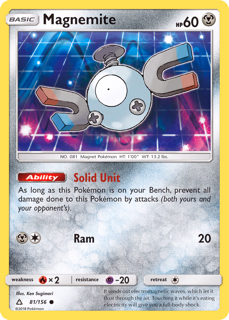 Magnemite Pokemon card (81/156, Ultra Prism)