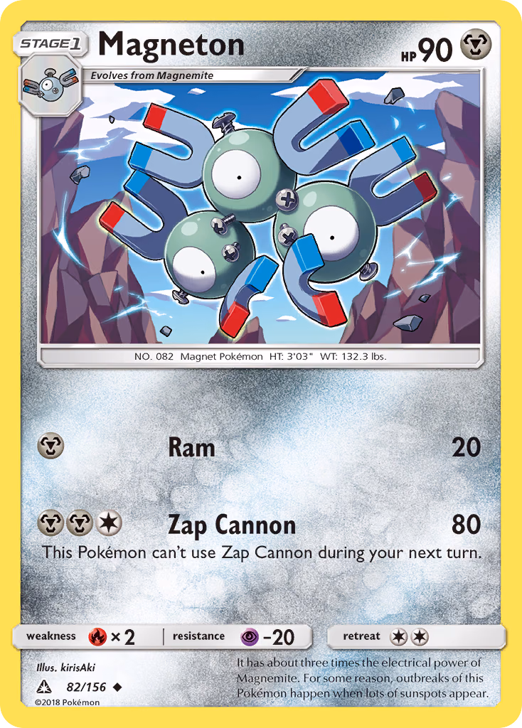 Magneton Pokemon card (82/156, Ultra Prism)