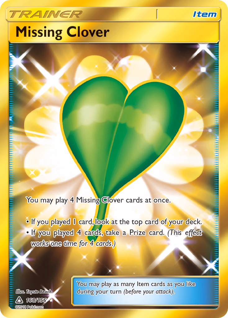 Missing Clover Pokemon card (168/156, Ultra Prism)