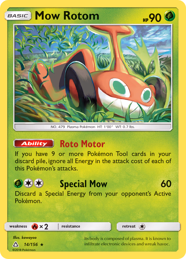 Mow Rotom Pokemon card (14/156, Ultra Prism)