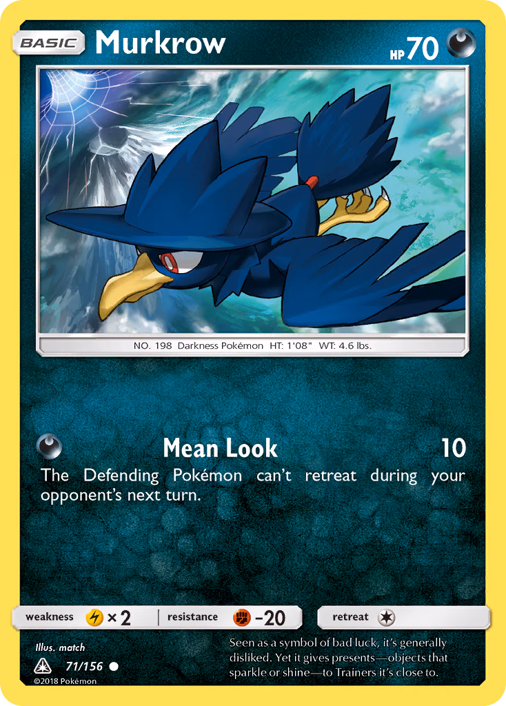Murkrow Pokemon card (71/156, Ultra Prism)