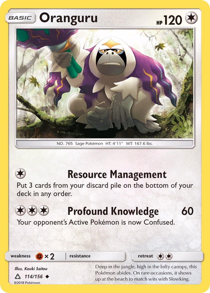 Oranguru Pokemon card (114/156, Ultra Prism)